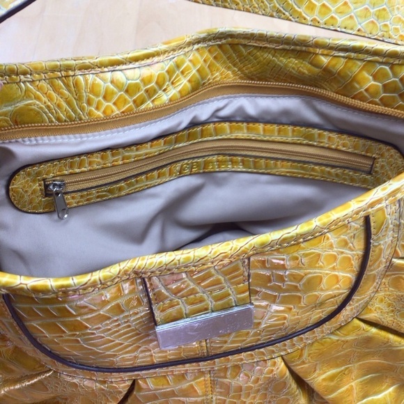 KGB Studio yellow handbag shoulder vegan leather croco pattern maximalist sunny - Picture 4 of 13